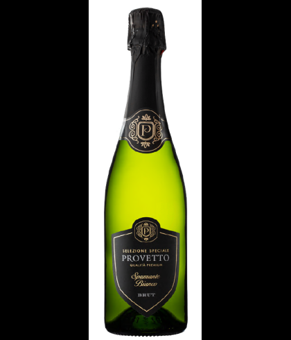 Fles Provetto Spumante Bianco Brut, wijn op voorraad bij slijterij t Bockje in Bathmen