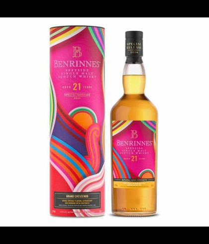 Fles Benrinnes 21 Years Old Grand Crescendo Special Release 2024, single malt whisky, op voorraad bij slijterij t Bockje in Bathmen