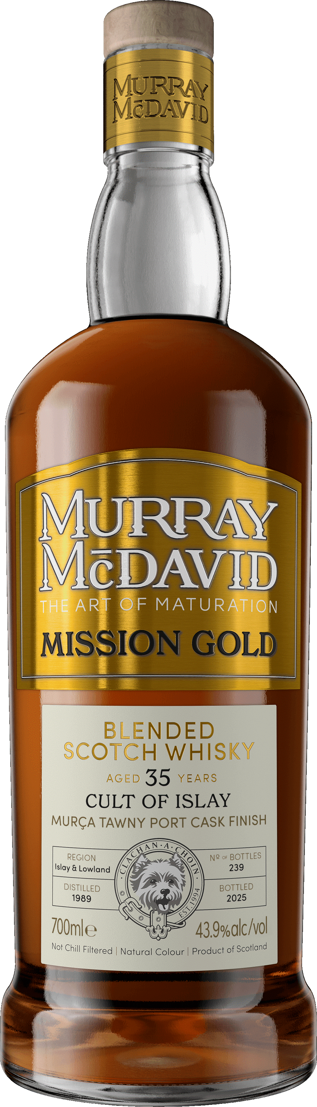 Fles Schotse whisky van bottelaar Murray McDavid, op voorraad bij slijterij t Bockje in Bathmen