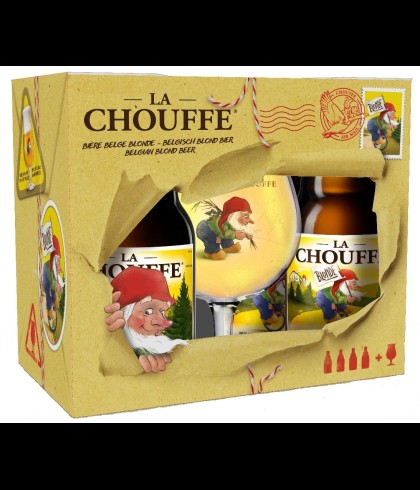 Fles Brasserie d'Achouffe La Chouffe Blond Geschenkset, bier van Brasserie d'Achouffe, bij slijterij t Bockje in Bathmen