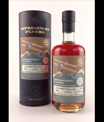 Fles Infrequent Flyers Aultmore 11Y 2010, single malt whisky, op voorraad bij slijterij t Bockje in Bathmen