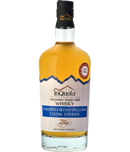Fles inQuota Mountain Single Malt Whisky Passito di Pantelleria Cask Finish, whisky, op voorraad bij slijterij ’t Bockje in Bathmen