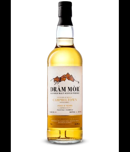 Fles Dr&agrave;m M&ograve;r Campbeltown 8 Years Old 2016, single malt whisky, op voorraad bij slijterij t Bockje in Bathmen