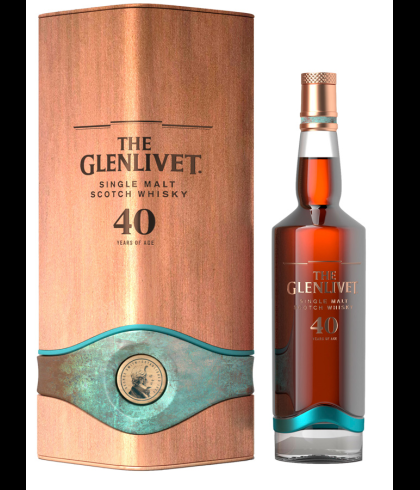 Fles The Glenlivet 40 Years Old, single malt whisky, op voorraad bij slijterij t Bockje in Bathmen