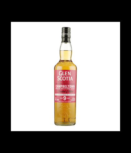 Fles Glen Scotia 9 Years Old Campbeltown Malts Festival 2025, single malt whisky, op voorraad bij slijterij t Bockje in Bathmen