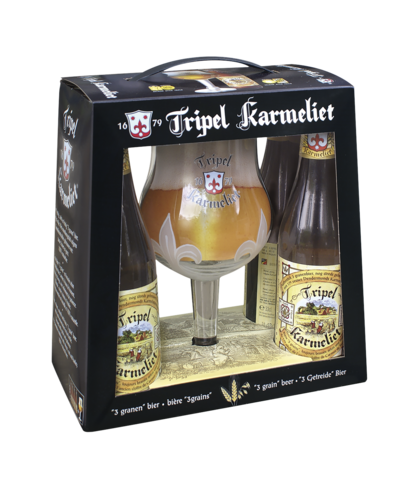 Geschenk Tripel Karmeliet geschenksverpakking 4x33cl + glas, bij slijterij ’t Bockje in Bathmen