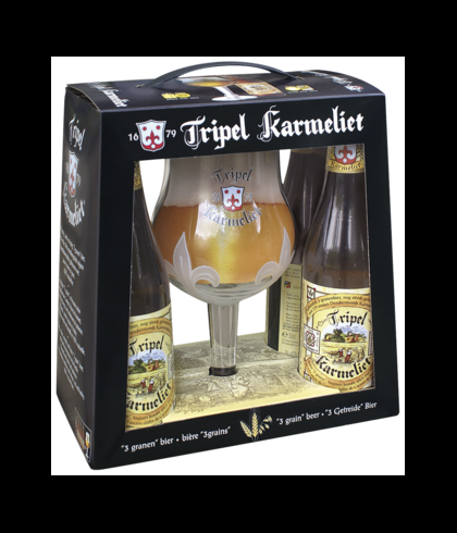 Geschenk Tripel Karmeliet geschenksverpakking 4x33cl + glas, bij slijterij ’t Bockje in Bathmen