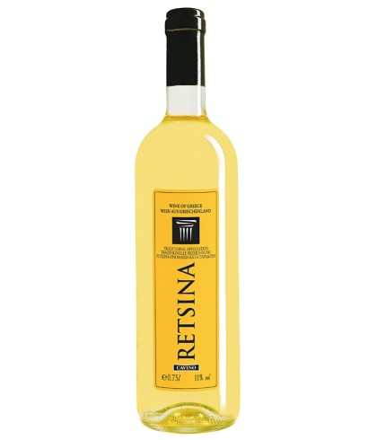 Fles Cavino Retsina Traditional Appellation, wijn op voorraad bij slijterij t Bockje in Bathmen