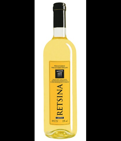Fles Cavino Retsina Traditional Appellation, wijn op voorraad bij slijterij t Bockje in Bathmen