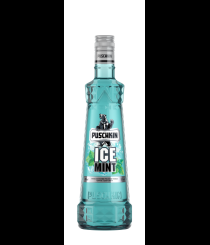 Fles Puschkin Ice Mint, wodka, bij slijterij t Bockje in Bathmen