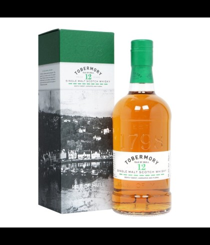 Fles Tobermory single malt, single malt whisky van het eiland Mull, op voorraad bij slijterij t Bockje in Bathmen