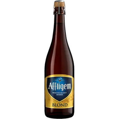 Fles Affligem Blond, bier van Affligem, op voorraad bij slijterij t Bockje in Bathmen