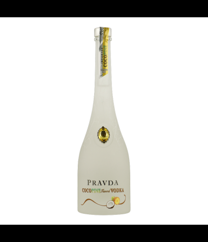 Fles Pravda CocoPine Vodka, wodka, op voorraad bij slijterij t Bockje in Bathmen