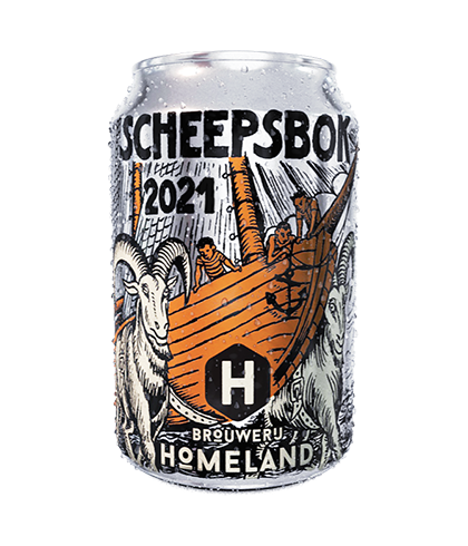 Fles Brouwerij Homeland Scheepsbok, bier, bij slijterij t Bockje in Bathmen