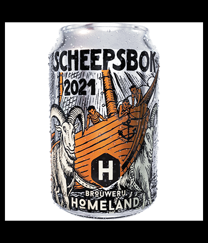 Fles Brouwerij Homeland Scheepsbok, bier, bij slijterij t Bockje in Bathmen