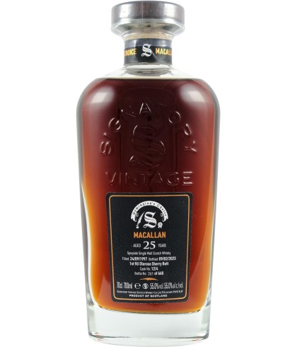 Fles Signatory Vintage Macallan 25 Years Old Symington's Choice, enkel vat gebotteld door Signatory Vintage, op voorraad bij slijterij t Bockje in Bathmen