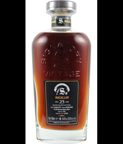 Fles Signatory Vintage Macallan 25 Years Old Symington's Choice, enkel vat gebotteld door Signatory Vintage, op voorraad bij slijterij t Bockje in Bathmen