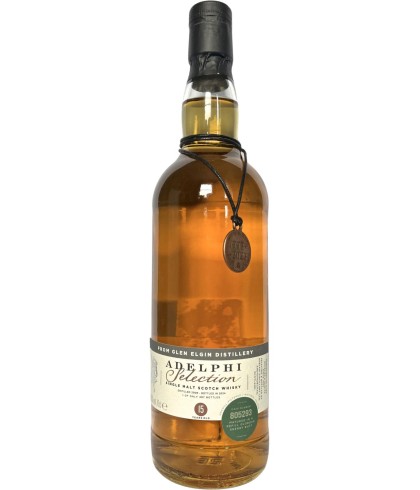 Fles Adelphi Glen Elgin 15 Years Old 2008, single malt whisky, op voorraad bij slijterij t Bockje in Bathmen
