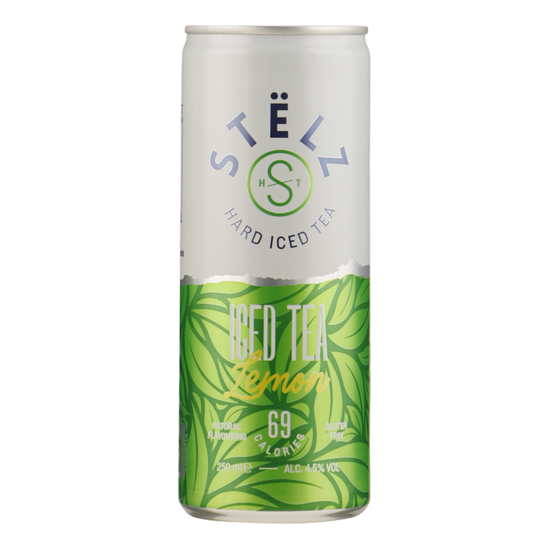 Pre-mix Stëlz Hard Iced Tea Lemon van Stëlz, op voorraad bij slijterij ’t Bockje in Bathmen