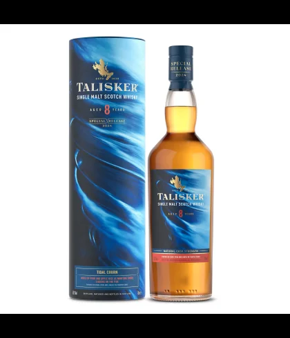 Fles Talisker 8 Years Old Tidal Churn Special Release 2024, single malt whisky van het eiland Skye, op voorraad bij slijterij t Bockje in Bathmen