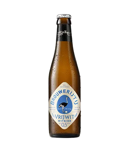 Fles Brouwerij ’t IJ Vrijwit, bier van Brouwerij 't IJ, bij slijterij t Bockje in Bathmen