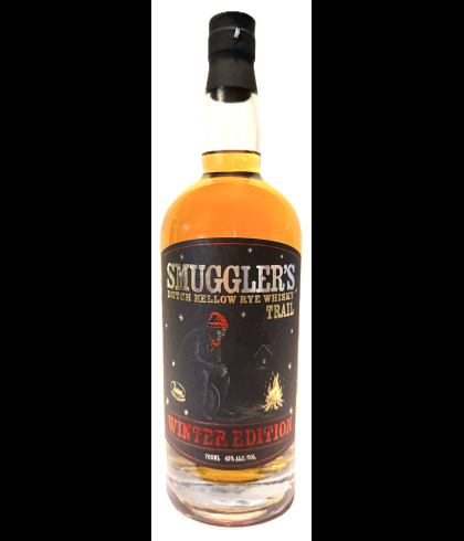 Fles Zuidam Smugglers Trail Winter Edition Dutch Mellow Rye, Nederlandse whisky van Zuidam Distillers, op voorraad bij slijterij t Bockje in Bathmen