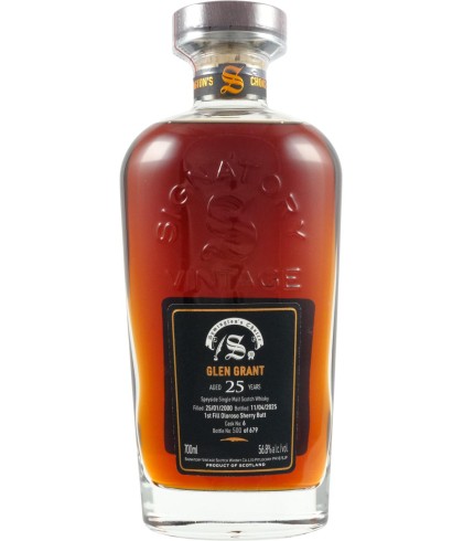 Fles Signatory Glen Grant 25Y 2000, single malt whisky, op voorraad bij slijterij t Bockje in Bathmen