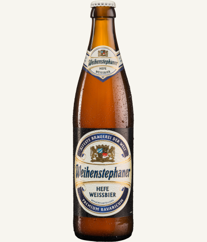 Fles Weihenstephaner Hefe Weissbier, bier, bij slijterij ’t Bockje in Bathmen