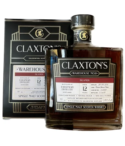 Fles Claxtons Warehouse No.8 Tobermory 2011 12 Years Old, single malt whisky van het eiland Mull, op voorraad bij slijterij ’t Bockje in Bathmen