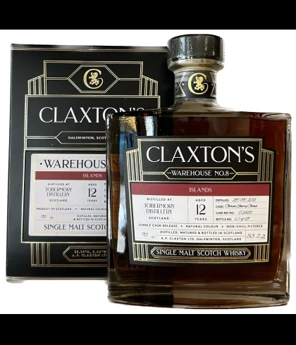 Fles Claxtons Warehouse No.8 Tobermory 2011 12 Years Old, single malt whisky van het eiland Mull, op voorraad bij slijterij t Bockje in Bathmen