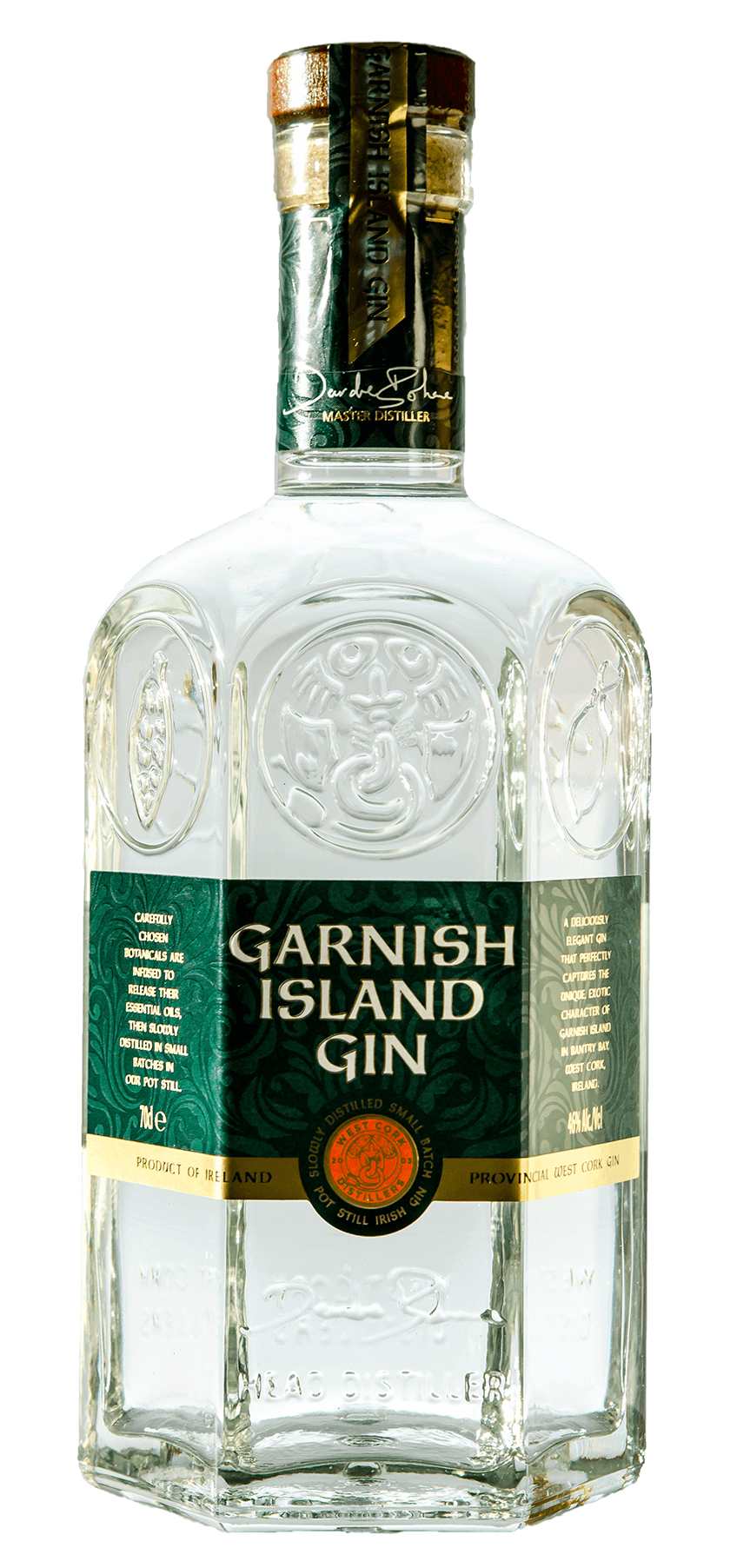 Fles West Cork Garnish Island Gin, gin, op voorraad bij slijterij ’t Bockje in Bathmen
