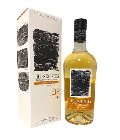Fles The Six Isles Rum Cask Finish, Schotse blended malt van zes eilanden, op voorraad bij slijterij ’t Bockje in Bathmen
