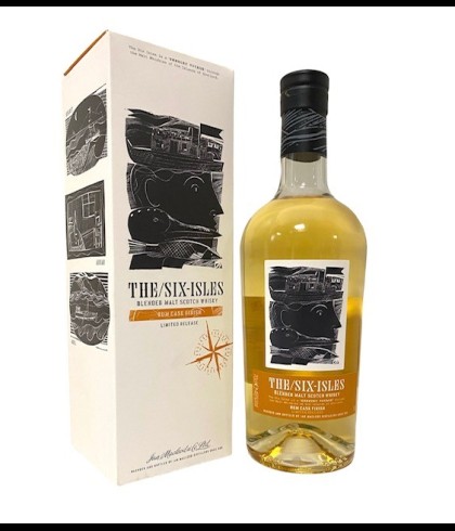 Fles The Six Isles Rum Cask Finish, Schotse blended malt van zes eilanden, op voorraad bij slijterij t Bockje in Bathmen