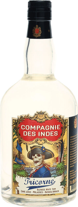 Fles Compagnie Des Indes Tricorne White Rum, rum, op voorraad bij slijterij ’t Bockje in Bathmen