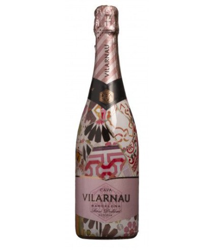 Fles Vilarnau Cava Brut Reserva Rosé Gaudi Limited Edition, wijn, op voorraad bij slijterij t Bockje in Bathmen