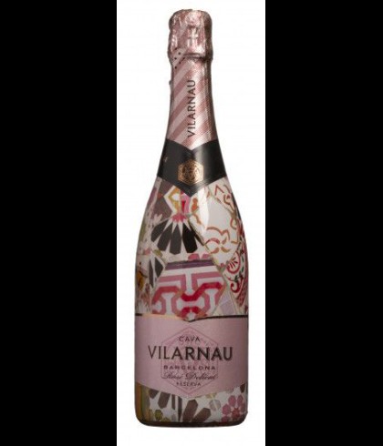 Fles Vilarnau Cava Brut Reserva Rosé Gaudi Limited Edition, wijn, op voorraad bij slijterij t Bockje in Bathmen