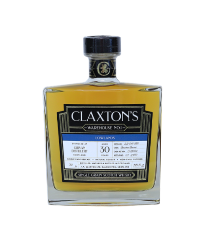 Fles Claxton’s Girvan 30 Years Old 1991, single malt whisky, op voorraad bij slijterij t Bockje in Bathmen