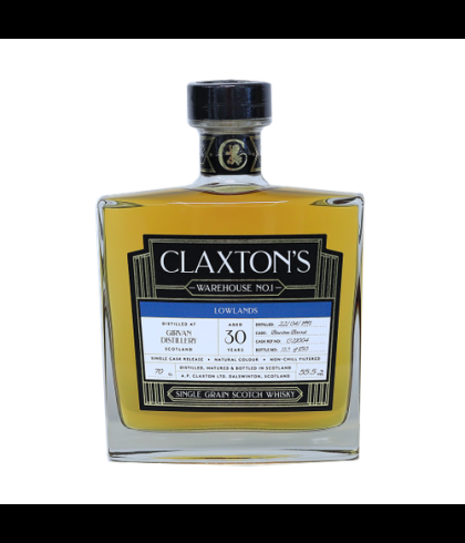 Fles Claxton&rsquo;s Girvan 30 Years Old 1991, single malt whisky, op voorraad bij slijterij t Bockje in Bathmen