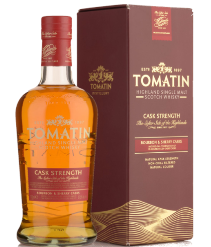 Fles Tomatin Cask Strength, Highland single malt whisky, op voorraad bij slijterij t Bockje in Bathmen