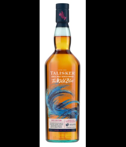 Fles Talisker The Wild Blue 2025 Edition, single malt whisky van het eiland Skye, op voorraad bij slijterij t Bockje in Bathmen