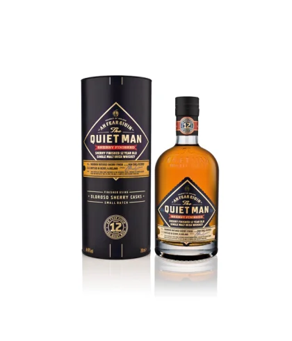 Fles The Quiet Man 12 Years Old Sherry Finished, Ierse whiskey, op voorraad bij slijterij t Bockje in Bathmen
