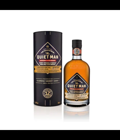 Fles The Quiet Man 12 Years Old Sherry Finished, Ierse whiskey, op voorraad bij slijterij t Bockje in Bathmen