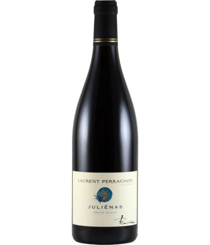 Fles Laurent Perrachon Julienas Roche Bleue, wijn bij slijterij t Bockje in Bathmen