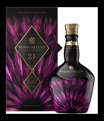 Fles Royal Salute 21 Years Old Harris Reed Edition Pink Flagon, whisky, bij slijterij ’t Bockje in Bathmen