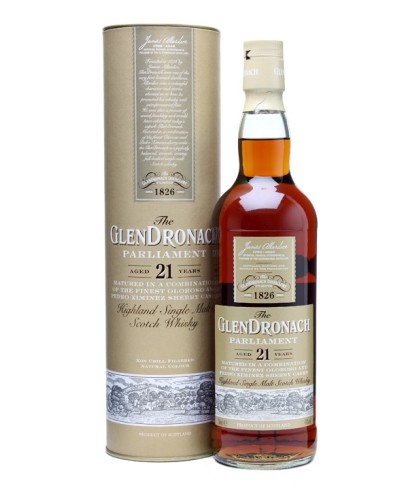 Fles GlenDronach 21 Years Old Parliament, single malt whisky, op voorraad bij slijterij t Bockje in Bathmen