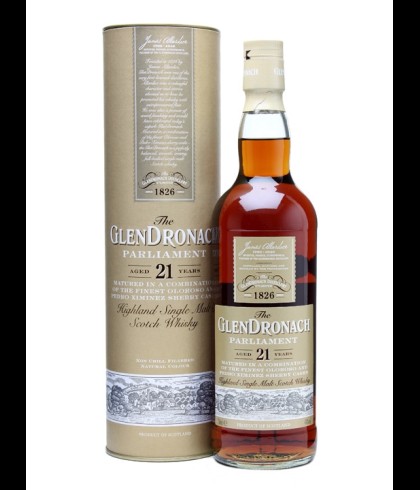 Fles GlenDronach 21 Years Old Parliament, single malt whisky, op voorraad bij slijterij t Bockje in Bathmen