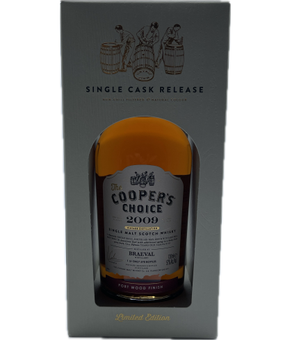 Fles Cooper’s Choice Braeval 15 Years Old, single malt whisky, op voorraad bij slijterij t Bockje in Bathmen