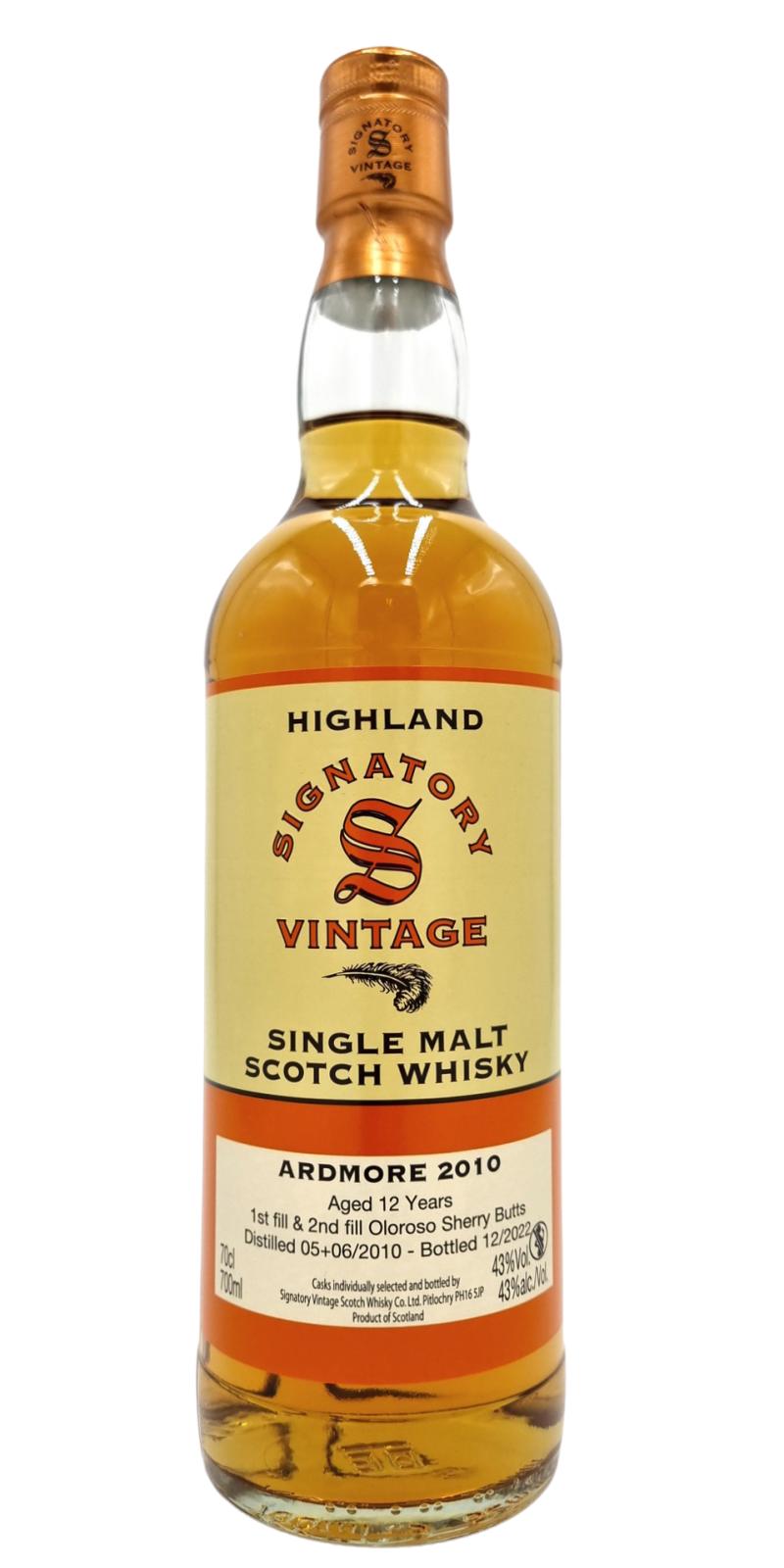 Fles Signatory Vintage Ardmore 2010 Copper, geturfde Highland single malt van de Ardmore-distilleerderij, op voorraad bij slijterij t Bockje in Bathmen