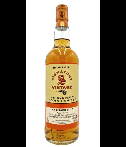 Fles Signatory Vintage Ardmore 2010 Copper, geturfde Highland single malt van de Ardmore-distilleerderij, op voorraad bij slijterij t Bockje in Bathmen