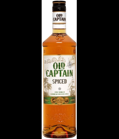 Fles Old Captain Rum Spiced, rum, op voorraad bij slijterij t Bockje in Bathmen